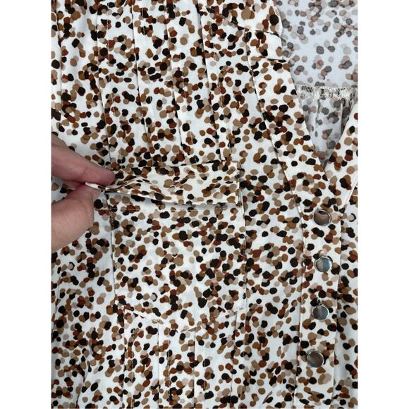 Boho Animal Print Blouse Ava and Grace Women M Brown White Button Front - Picture 4 of 8